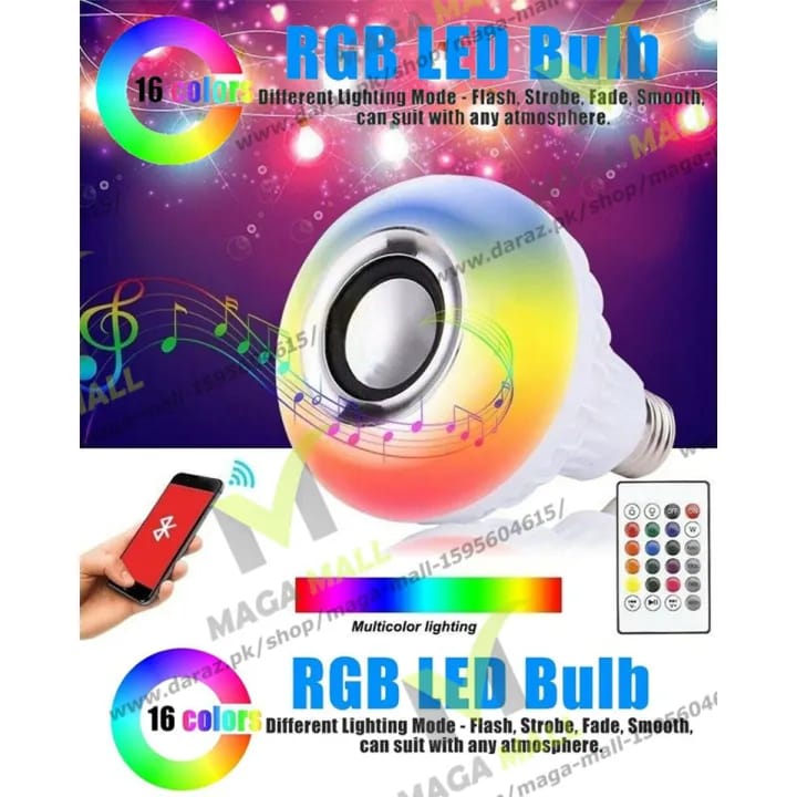 Smart LED Light Bulb with Built-in Bluetooth Speaker & Remote