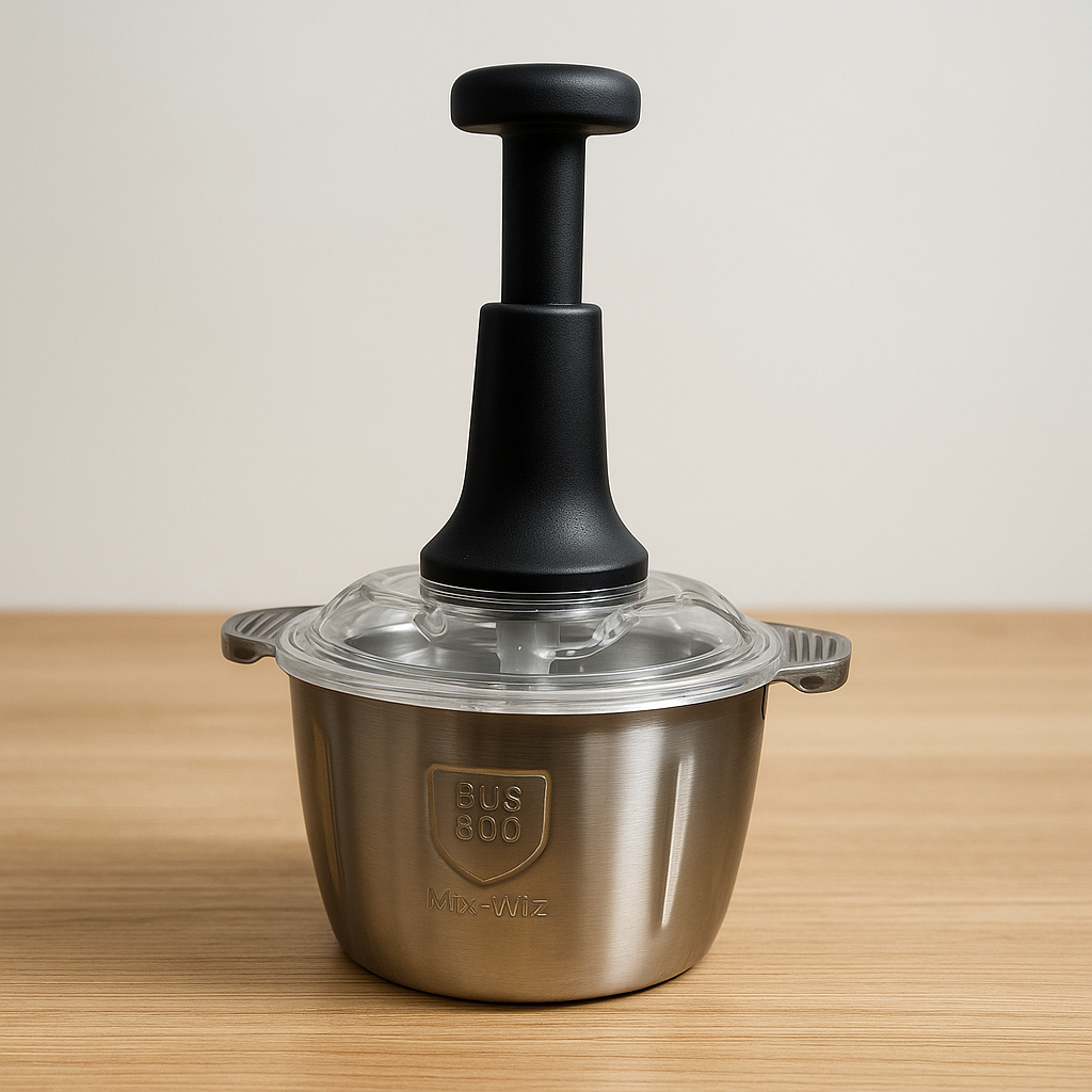 2L Manual Push Food Chopper - Stainless Steel Vegetable & Nut Slicer