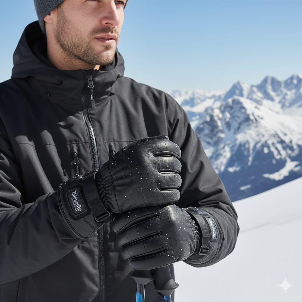 Men’s Genuine Sheep Leather Winter Gloves – Warm Lined Motorcycle Riding Gloves