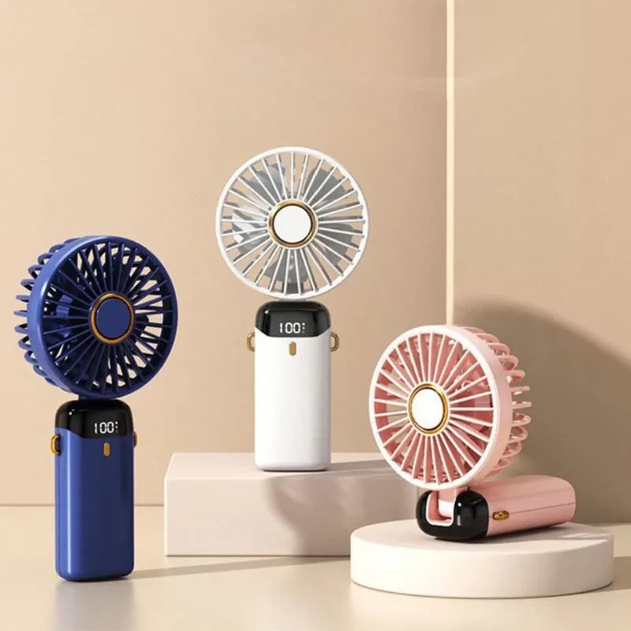 Rechargeable Hand Fan with LED Display, 5 Speeds thumbnail 4
