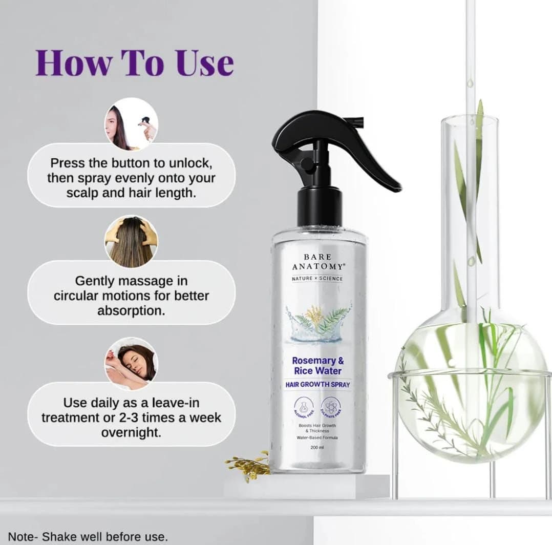 Bare Anatomy Rosemary and Rice Water Spray, 200ml thumbnail 6