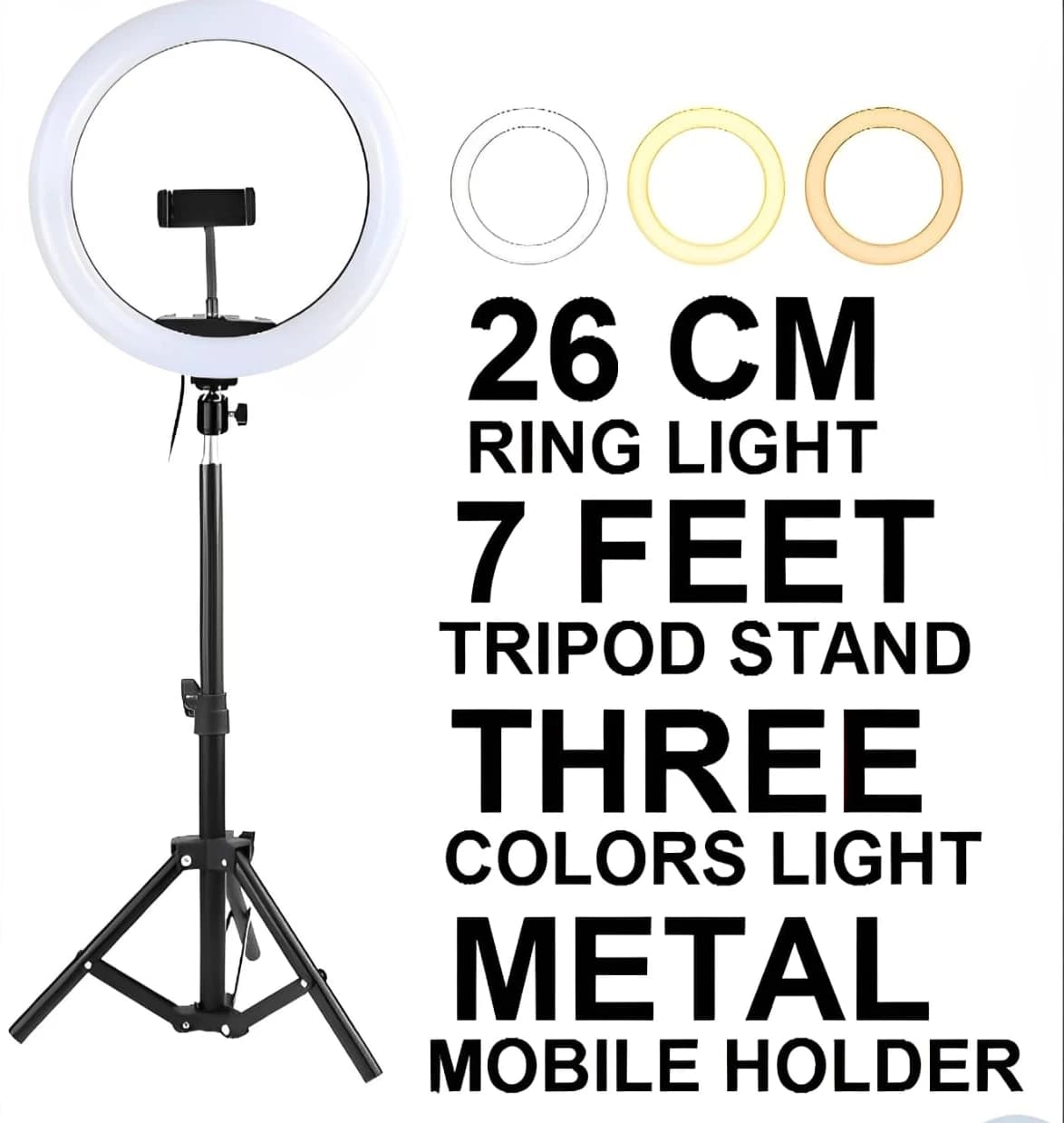26cm Ring Light with Phone Holder and 7ft Stand — detail 6