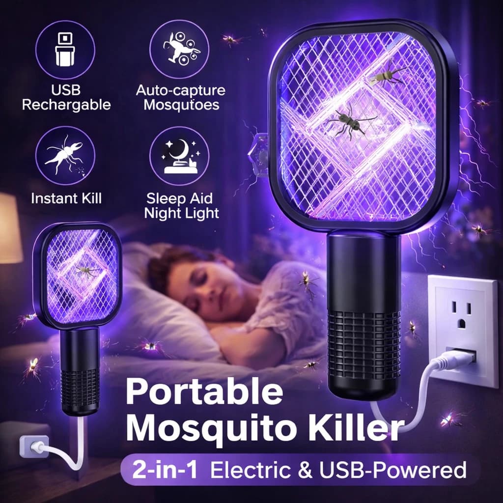 USB Rechargeable Mosquito Racket with UV Light thumbnail 5