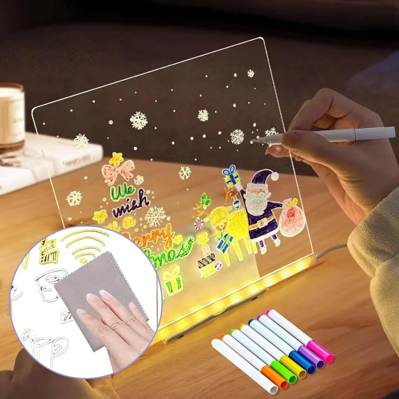 LED Acrylic Writing Board with 7 Markers, 15cm thumbnail 5