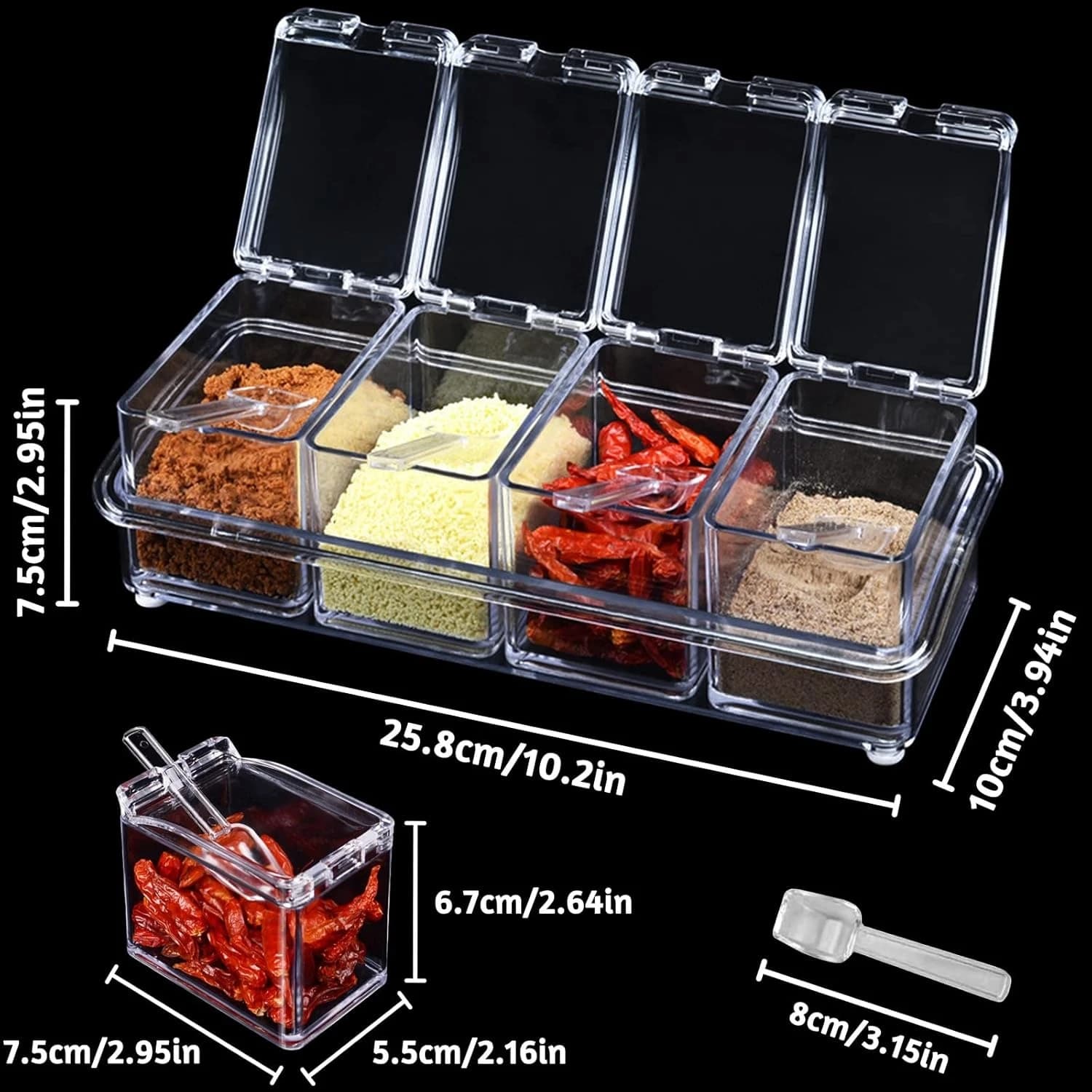 Seasoning Organizer with 4 Compartments and Spoons thumbnail 4
