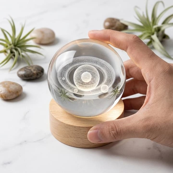 Saturn Crystal Ball USB Lamp - View 1