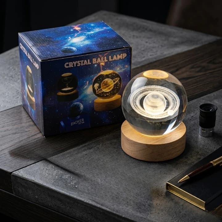 Saturn Crystal Ball USB Lamp thumbnail 2