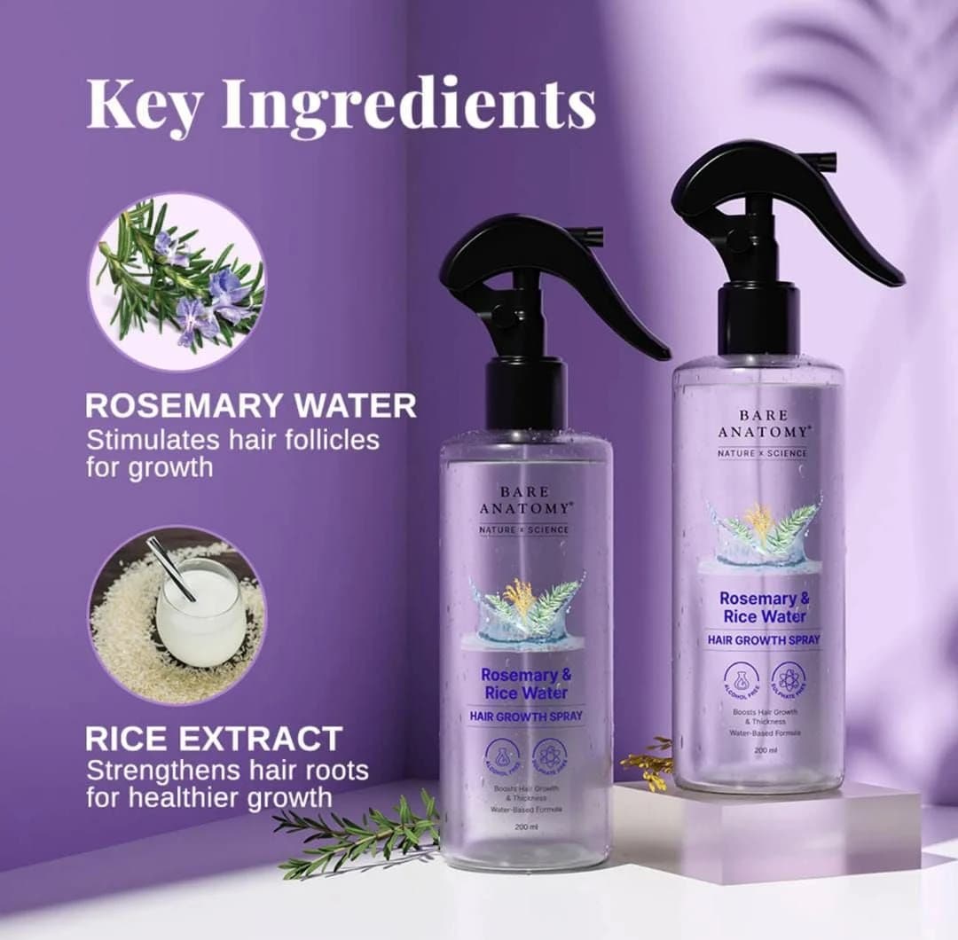 Bare Anatomy Rosemary and Rice Water Spray, 200ml thumbnail 4