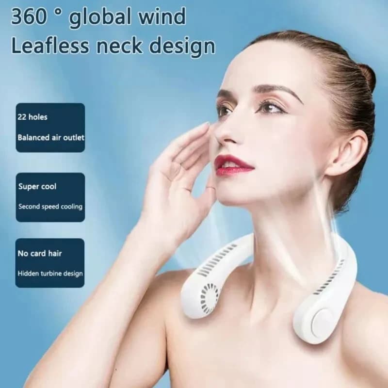 USB Rechargeable Neck Fan, 3-Speed Model — product detail view