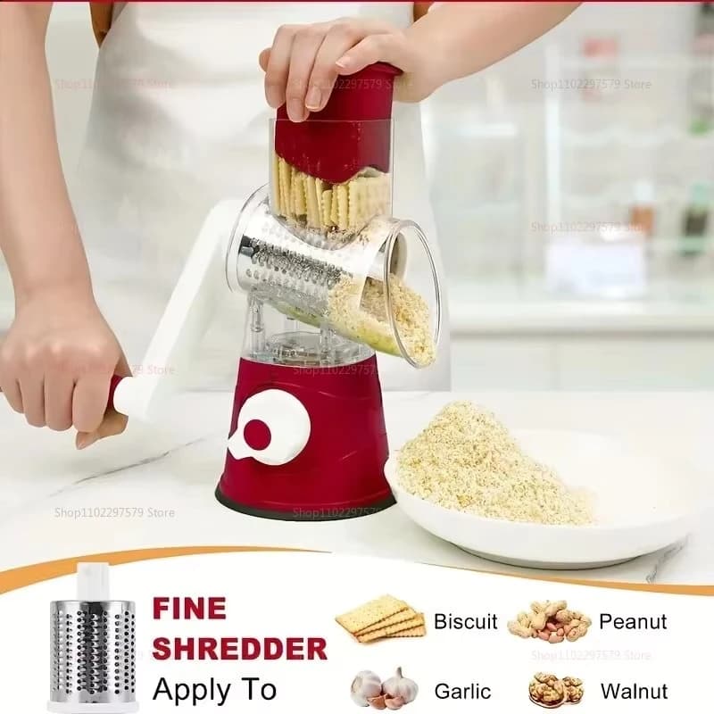 Manual Rotary Vegetable Grater with 3 Drums — product detail view