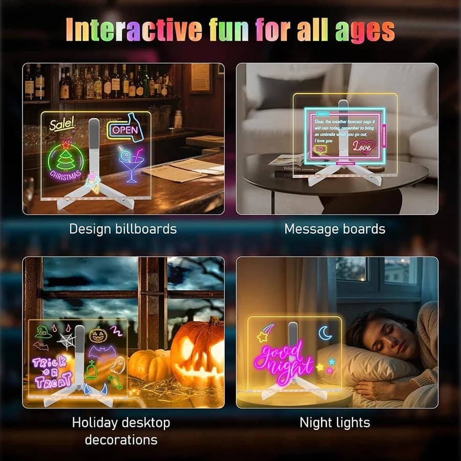 LED Acrylic Writing Board with 7 Markers, 15cm — additional product photo