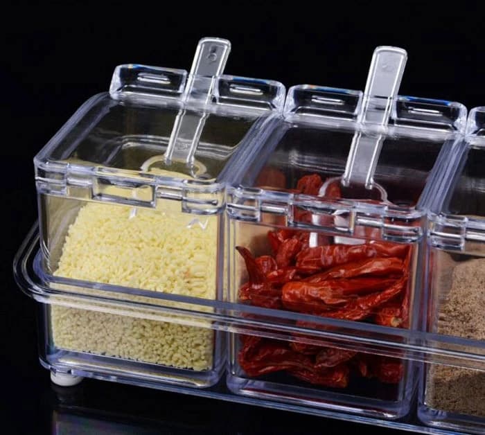Seasoning Organizer with 4 Compartments and Spoons - View 1