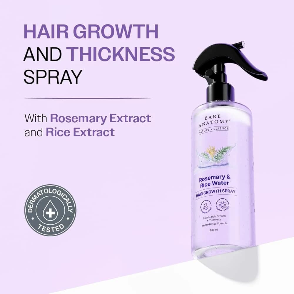 Bare Anatomy Rosemary and Rice Water Spray, 200ml — product detail view
