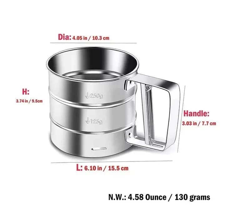 Stainless Steel Flour Sifter with Hand Press — additional product photo