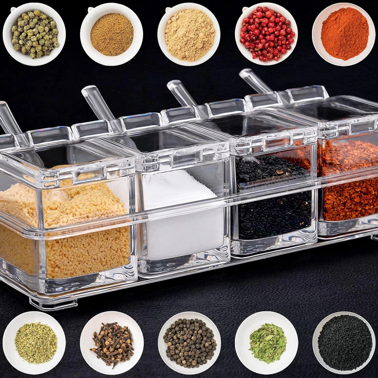 Seasoning Organizer with 4 Compartments and Spoons — additional product photo