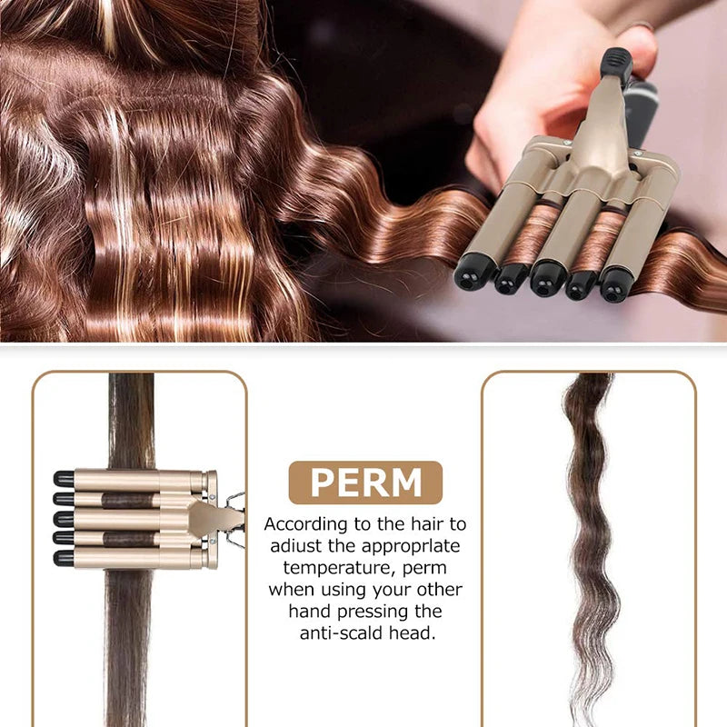 MO-6003 Professional 5-Barrel Hair Curler & Waver - Mermaid Waves Styler