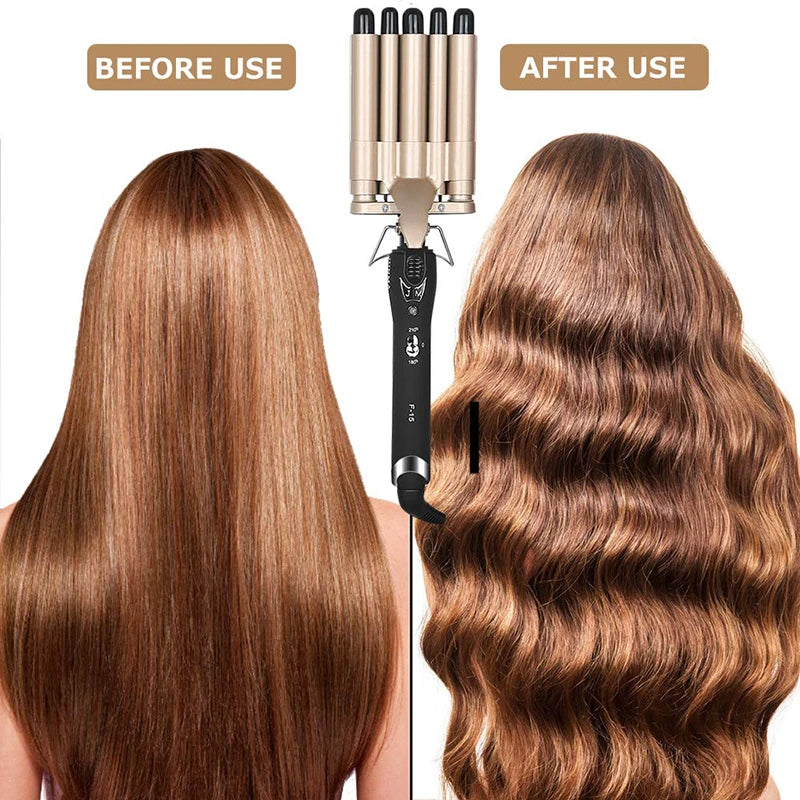 MO-6003 Professional 5-Barrel Hair Curler & Waver - Mermaid Waves Styler