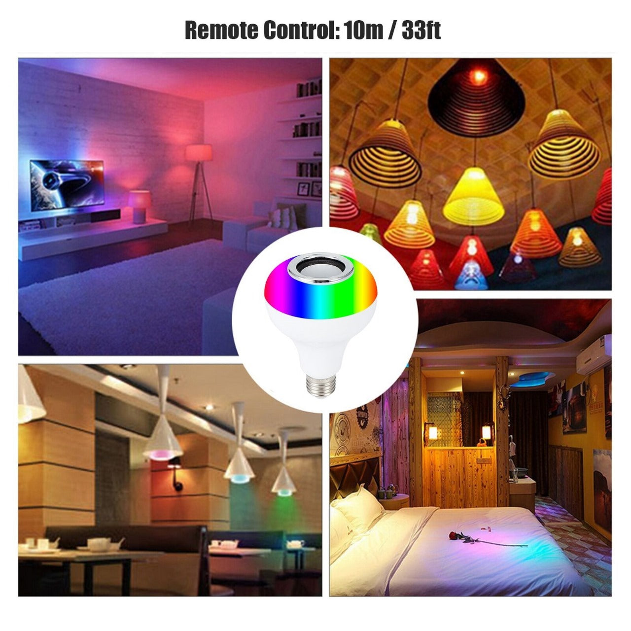 Smart LED Light Bulb with Built-in Bluetooth Speaker & Remote