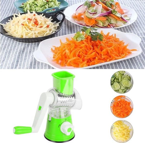 Multi-Functional TableTop Drum Grater & Vegetable Slicer (3 Blades)
