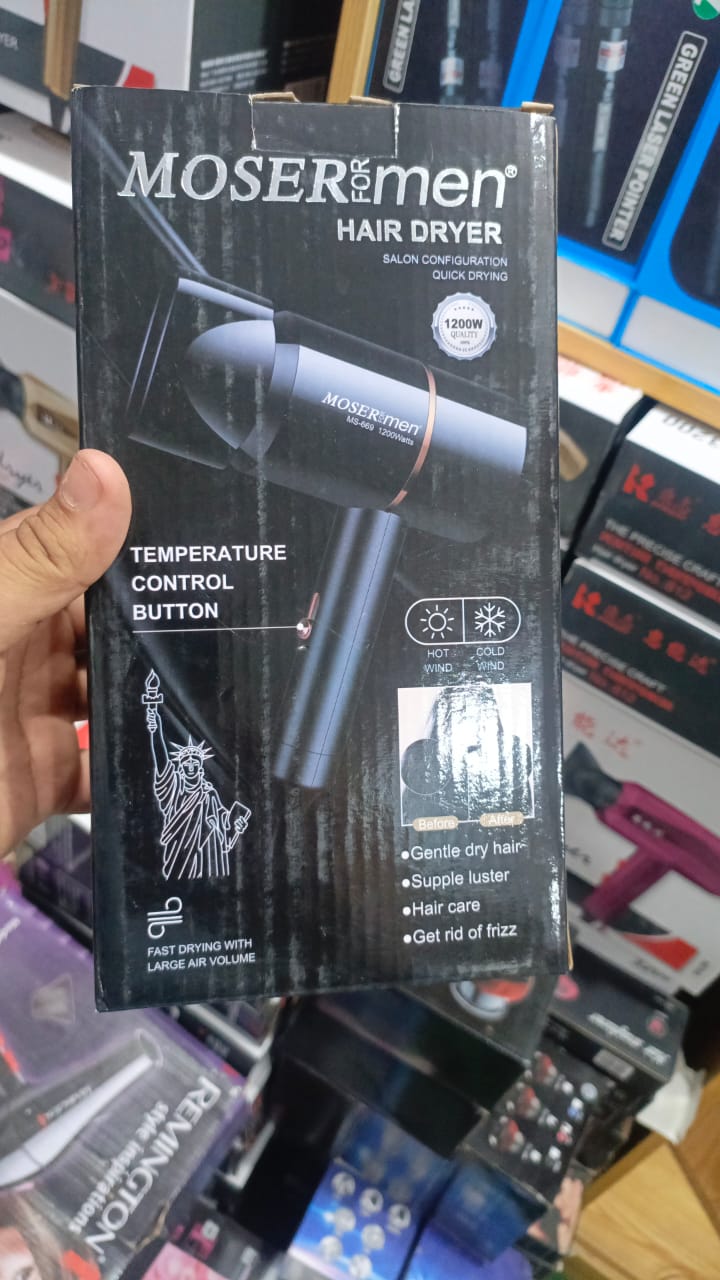 Mosermen MS-669 Hair Dryer (1200W) - Hot & Cold Wind for Men & Women