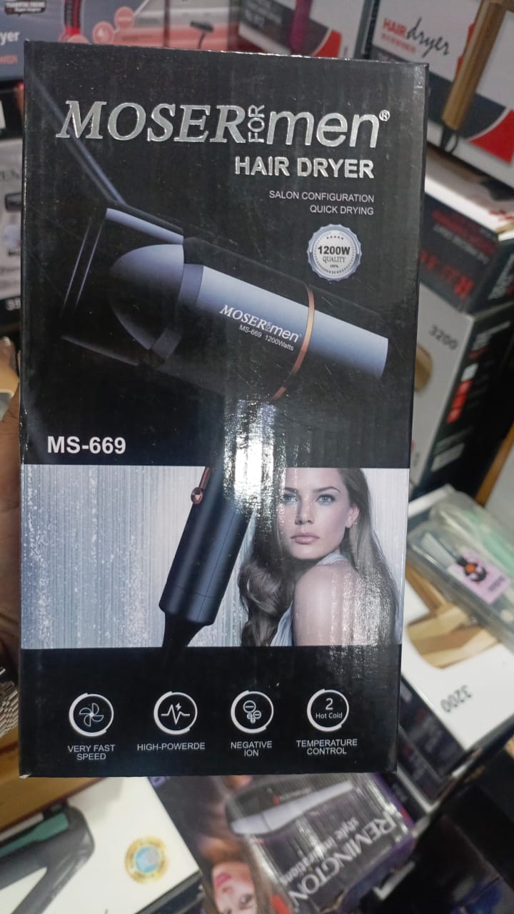Mosermen MS-669 Hair Dryer (1200W) - Hot & Cold Wind for Men & Women