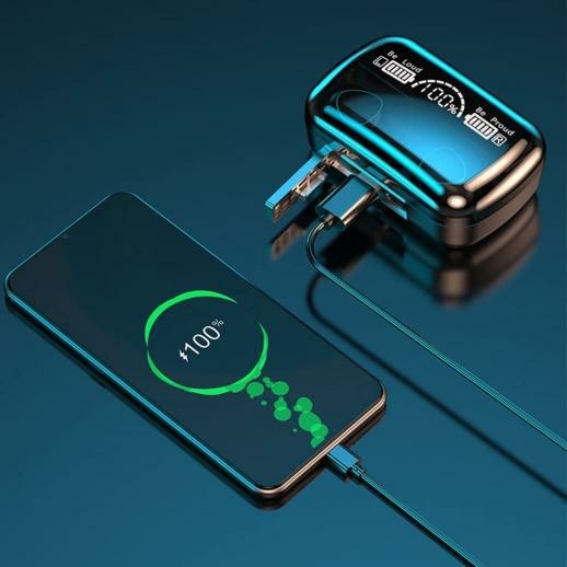 DaMix Original M10 Bluetooth Earbuds - LED Display & Power Bank Case