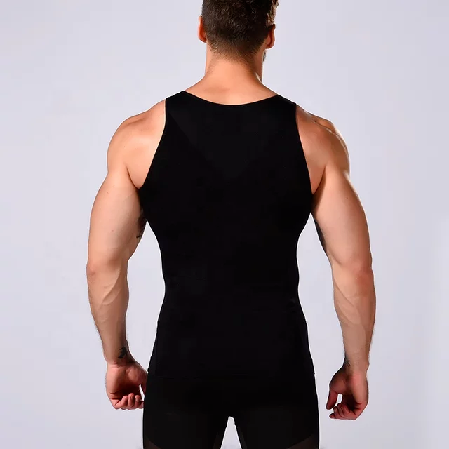 Slim N Fit Body Shaper Vest Shirt – Compression Tank Top for Men (Black / White)