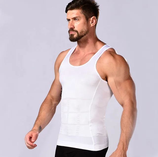 Slim N Fit Body Shaper Vest Shirt – Compression Tank Top for Men (Black / White)
