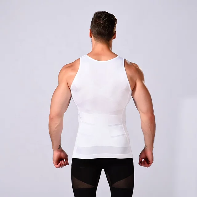 Slim N Fit Body Shaper Vest Shirt – Compression Tank Top for Men (Black / White)