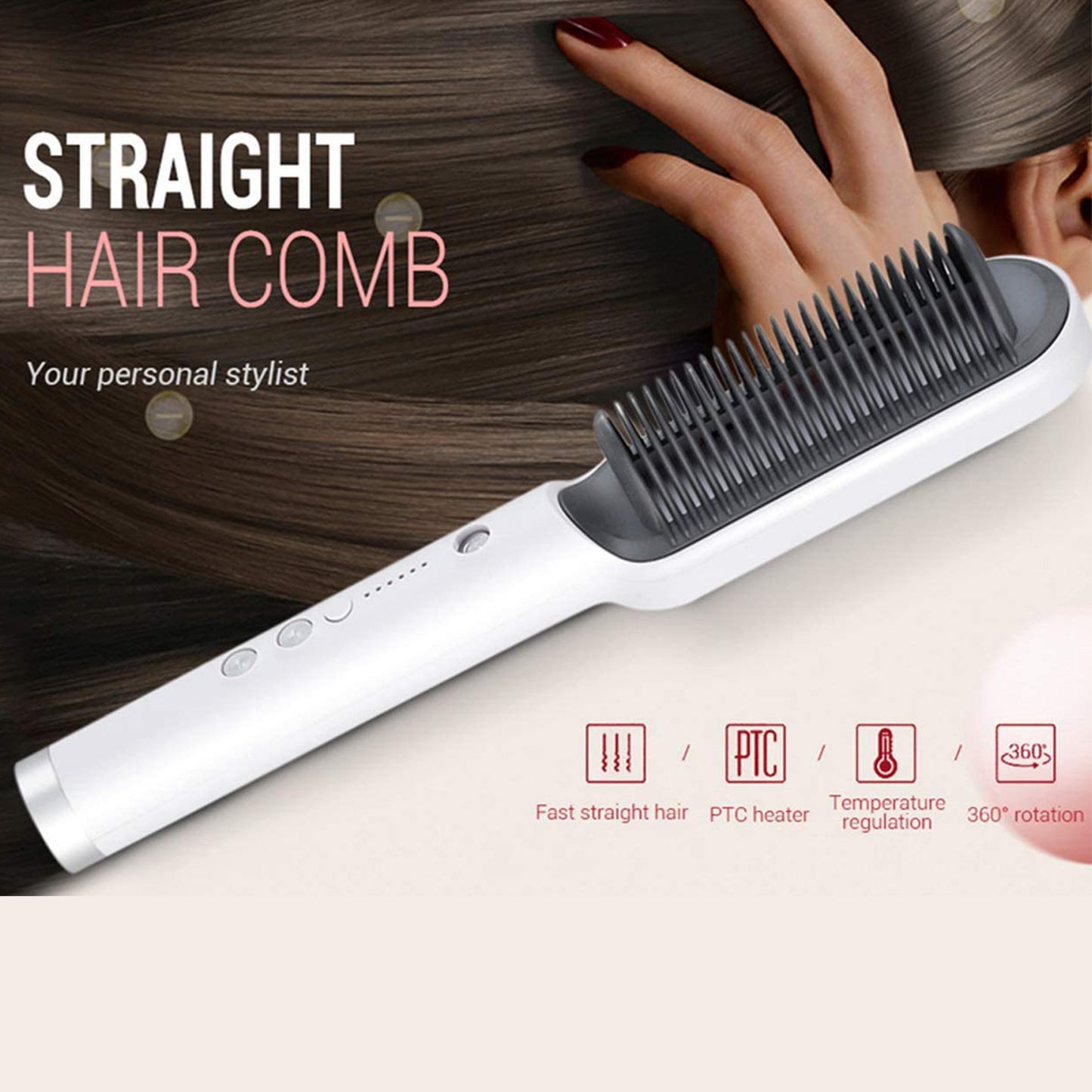 909 Hair Straightener Brush - Fast Heating & Smooth Styling
