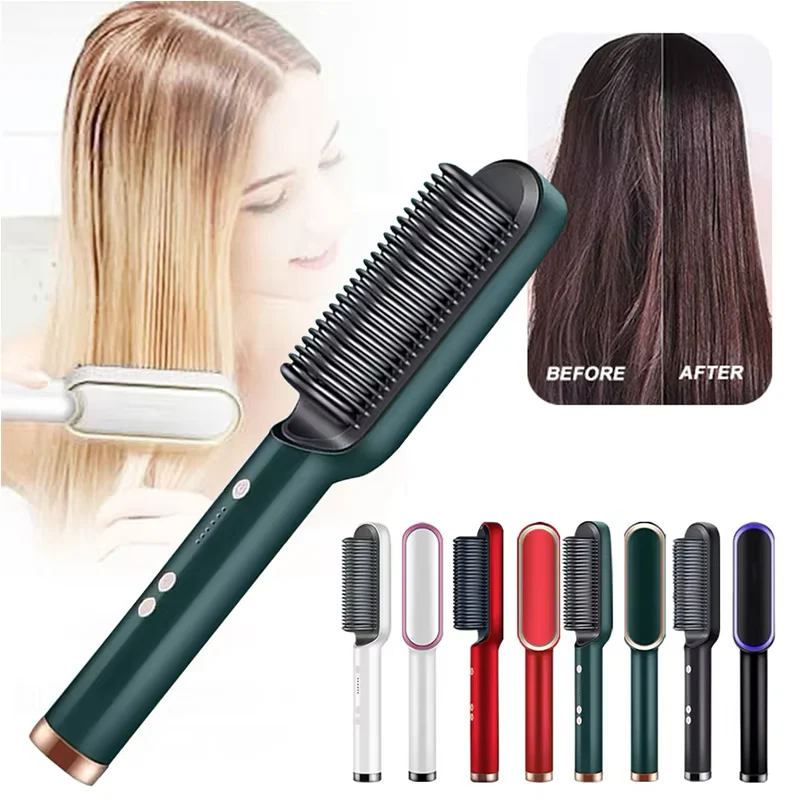 909 Hair Straightener Brush - Fast Heating & Smooth Styling