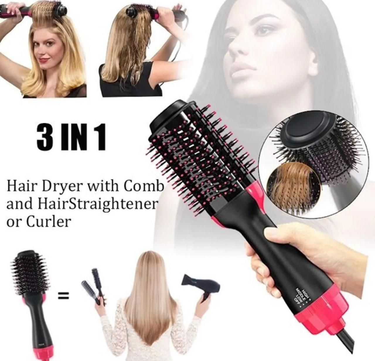 Buy 3-in-1 Hair Dryer Brush - Straightener, Curler & Comb Styler in Pakistan