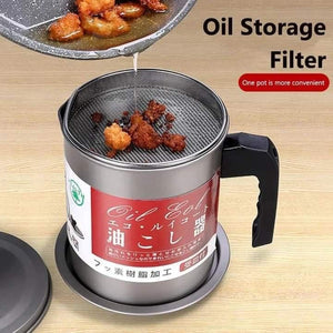 Premium Cast Iron Oil Filter Pot & Strainer (1.4 Liter)