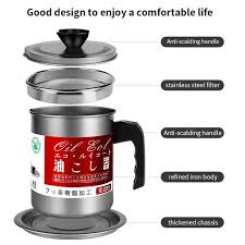 Premium Cast Iron Oil Filter Pot & Strainer (1.4 Liter)