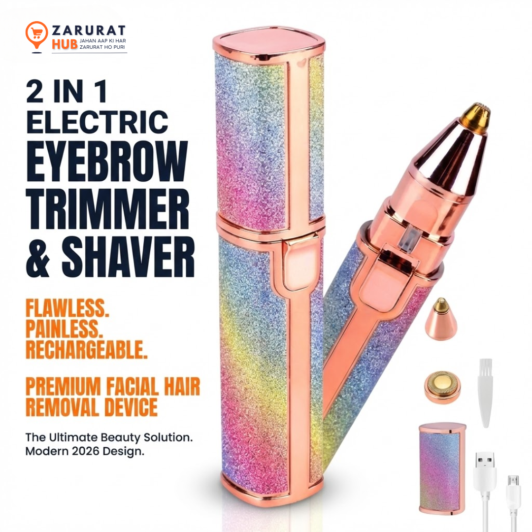 2-in-1 Electric Eyebrow Trimmer & Facial Hair Remover - Rechargeable