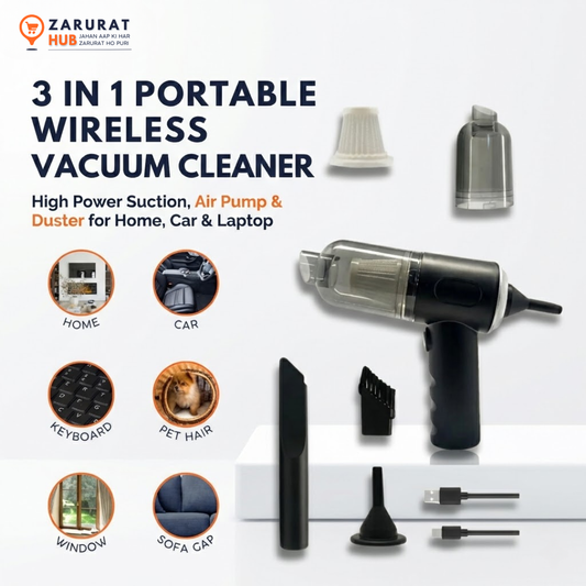 Rechargeable Portable Vacuum – Suction, Air Pump & Duster (3-in-1)