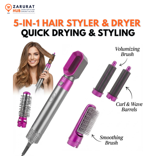 5-in-1 Professional Hair Styler Brush & Air Wrap - Multipurpose Styling Kit
