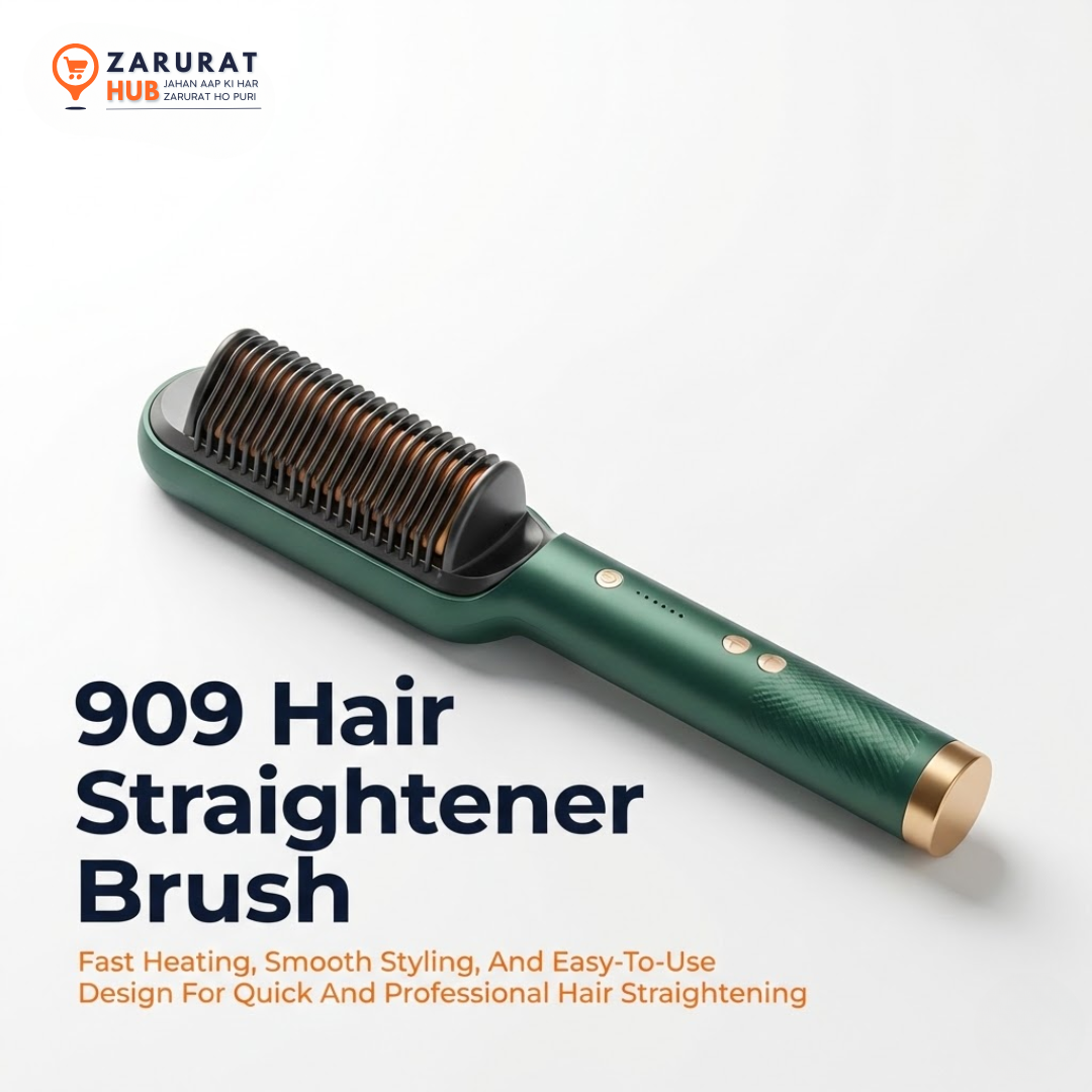 909 Hair Straightener Brush - Fast Heating & Smooth Styling