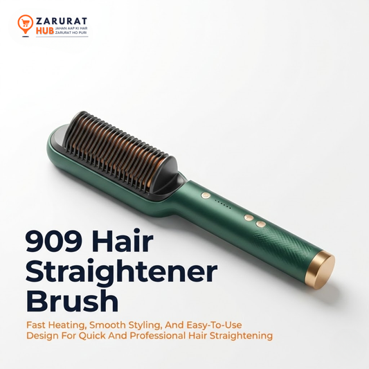 909 Hair Straightener Brush - Fast Heating & Smooth Styling