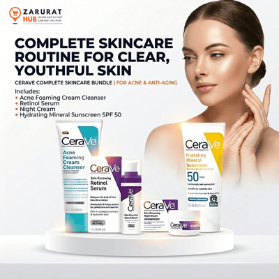 CeraVe 4-in-1 Skincare Kit: Night Cream, Sunblock, Cleanser & Serum for Radiant Skin