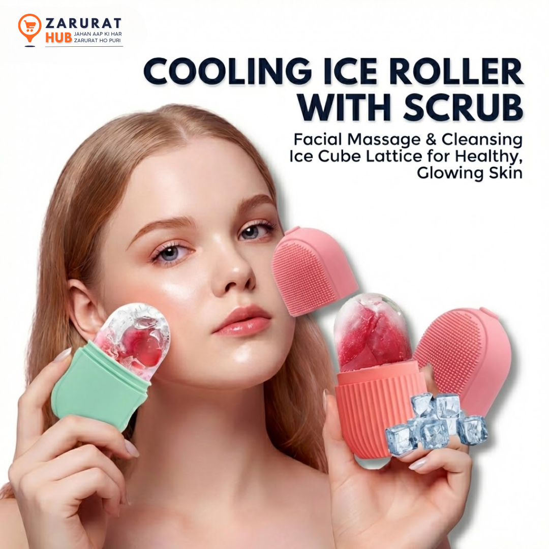 Cooling Ice Roller with Scrub – Facial Massage & Cleansing Ice Cube Lattice for Healthy, Glowing Skin.
