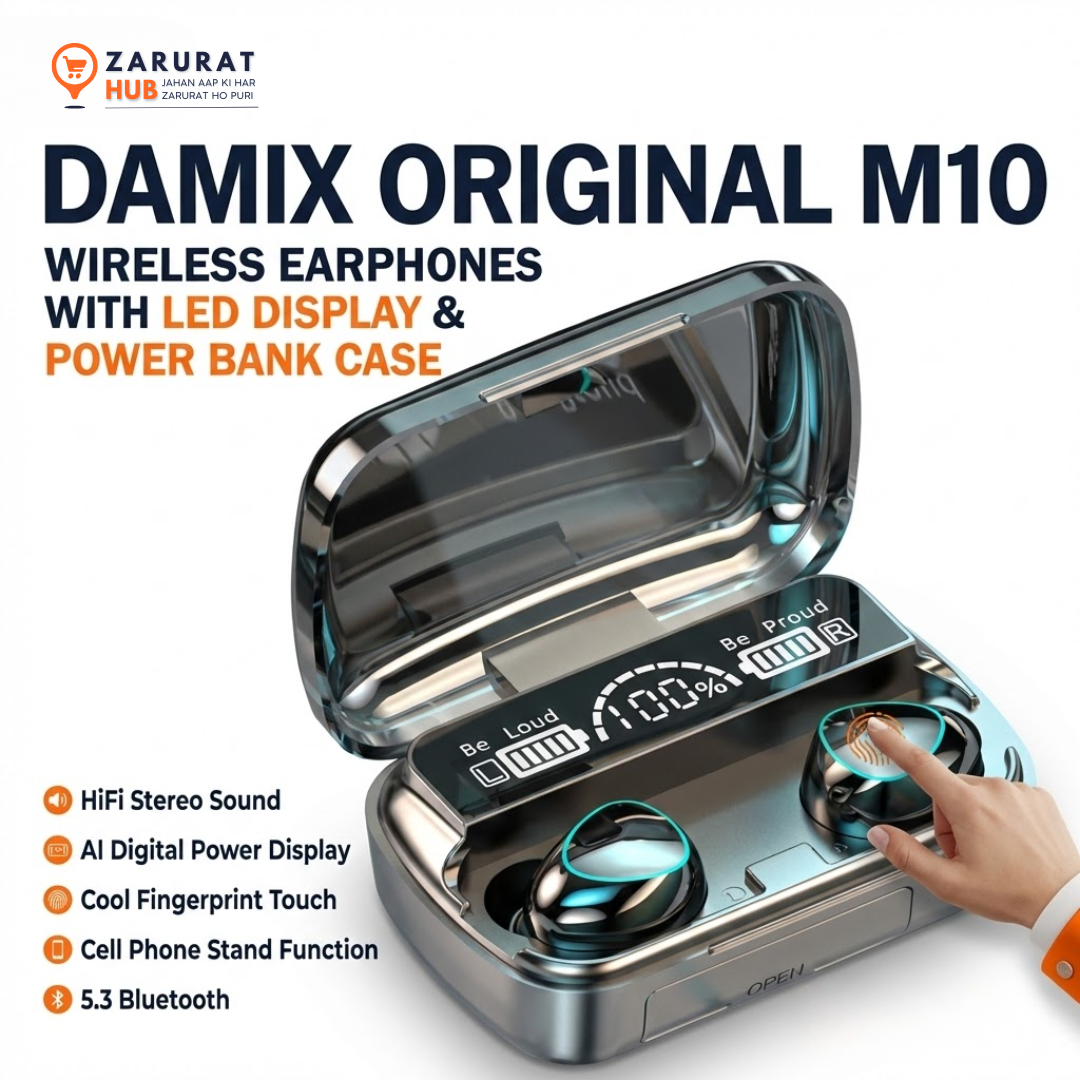 DaMix Original M10 Bluetooth Earbuds - LED Display & Power Bank Case
