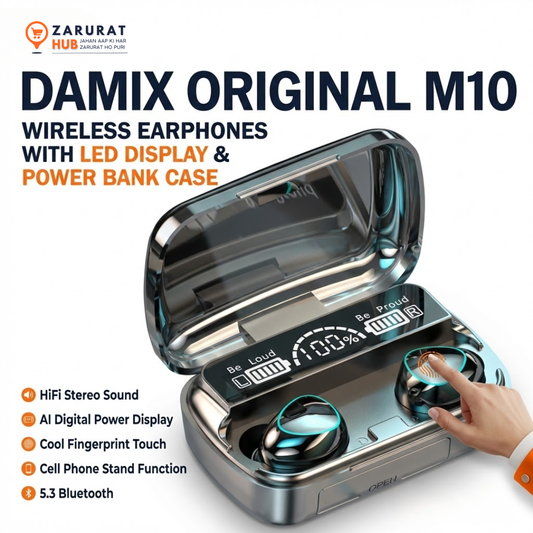 DaMix Original M10 Bluetooth Earbuds - LED Display & Power Bank Case