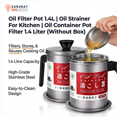 Premium Cast Iron Oil Filter Pot & Strainer (1.4 Liter)