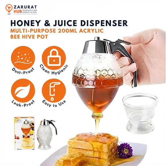 Honey Dispenser 200ML – No-Drip Easy Pour Syrup Jar