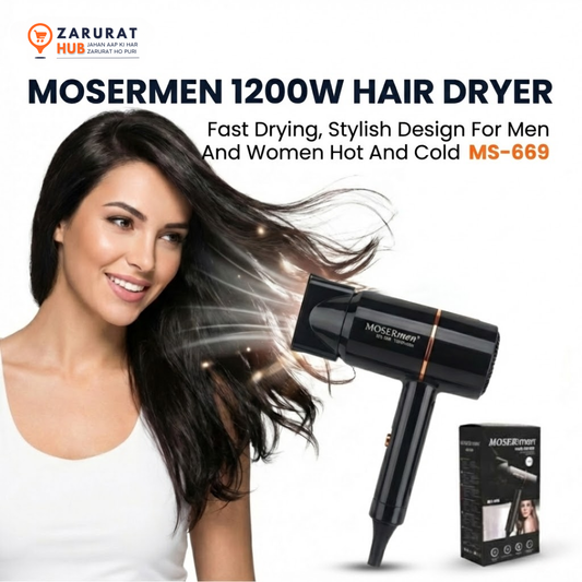 Mosermen MS-669 Hair Dryer (1200W) - Hot & Cold Wind for Men & Women