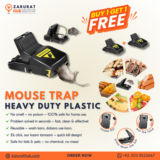 Heavy Duty Reusable Plastic Mouse Trap – Durable & Safe Mouse Catcher for Effective Rodent Control