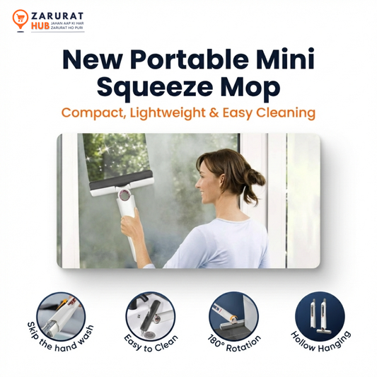 Portable Mini Squeeze Mop – Lightweight, 360° Rotating Self-Wringing Cleaning Tool for Home & Kitchen