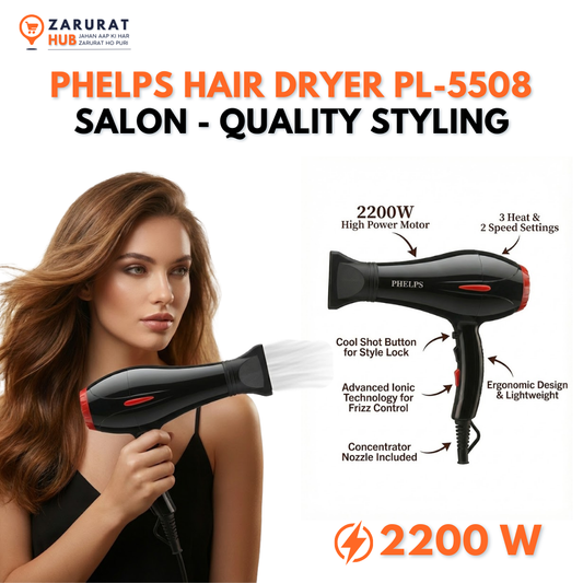 Phelps Hair Dryer Model PL-5508 - Compact & Stylish