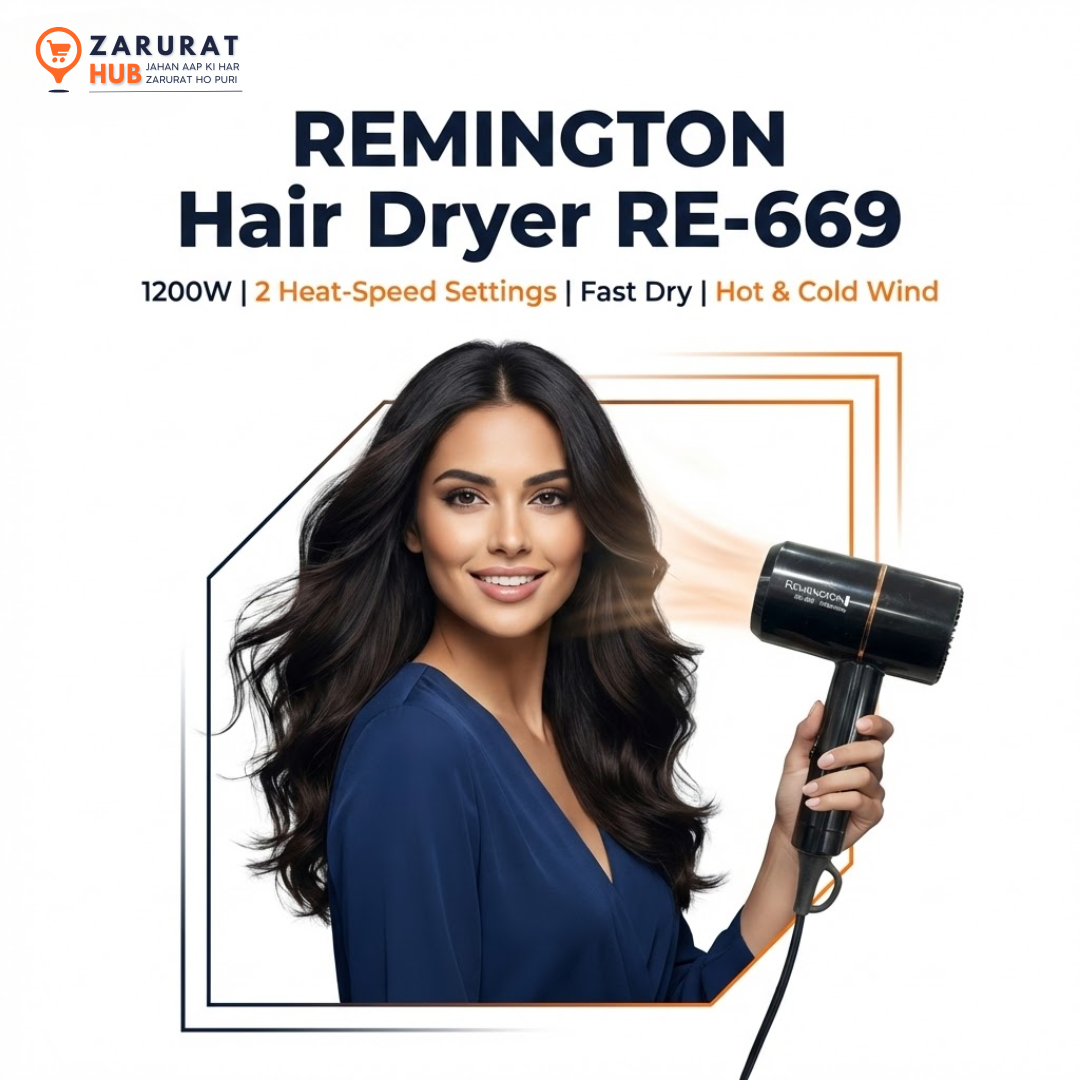 REMINGTON Hair Dryer RE-669 (1200W) - Hot & Cold Fast Dry in Pakistan